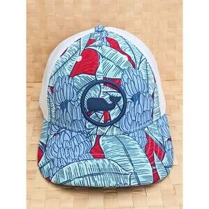 NEW Vineyard Vines Strapback Mesh Hat Blue Banana Leaf Embroidered Whale O/S